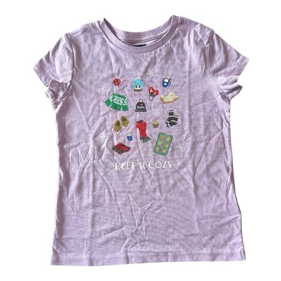 Polo Ralph Lauren Girl's T-Shirt Winter Theme Purple - Picture 1 of 5